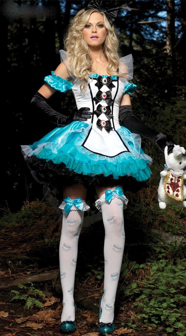 Blå Deluxe Fantasy Alice i Eventyrland Kostyme