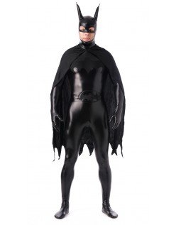 Skinnende Metallisk Batman Kostyme Svart