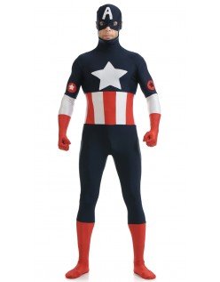 Lycra Herre Captain America Kostyme Svart