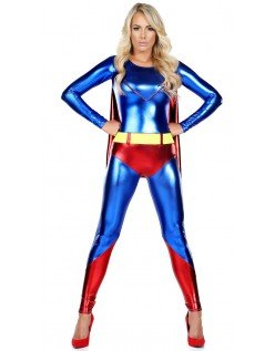 Sexy Blå Superhelt Superwoman Kostyme