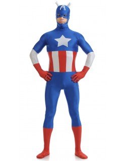 Lycra Herre Captain America Kostyme Blå